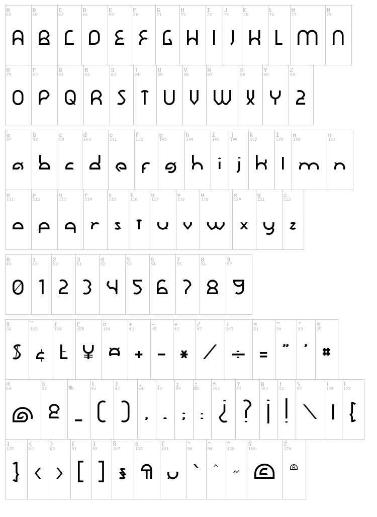 Dawner font map